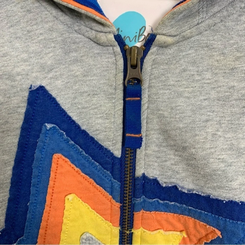 Mini Boden Star Hoodie Full Zip Sweatshirt Kids 3-4 years Colorful